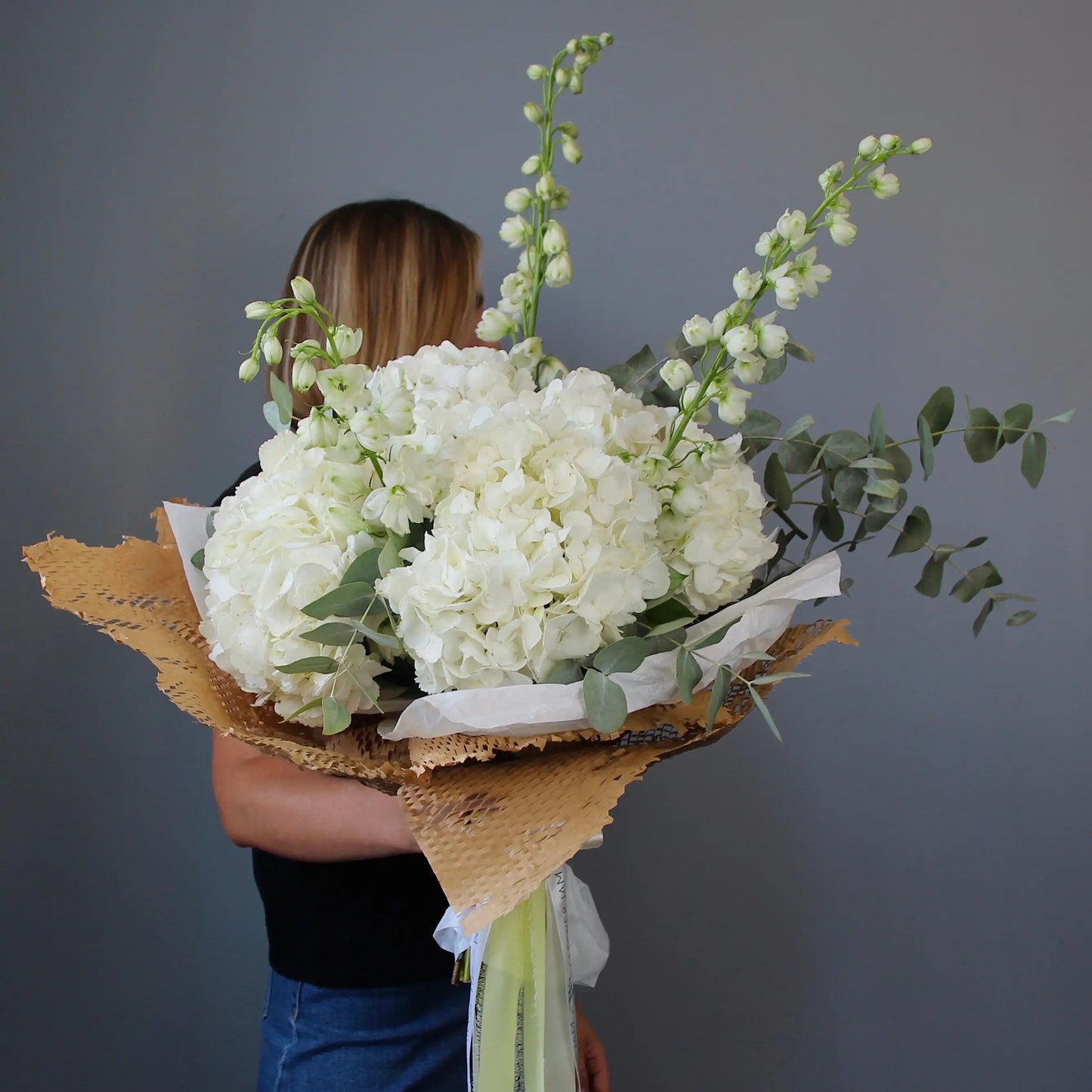 bouquet of flowers and eucaliptus