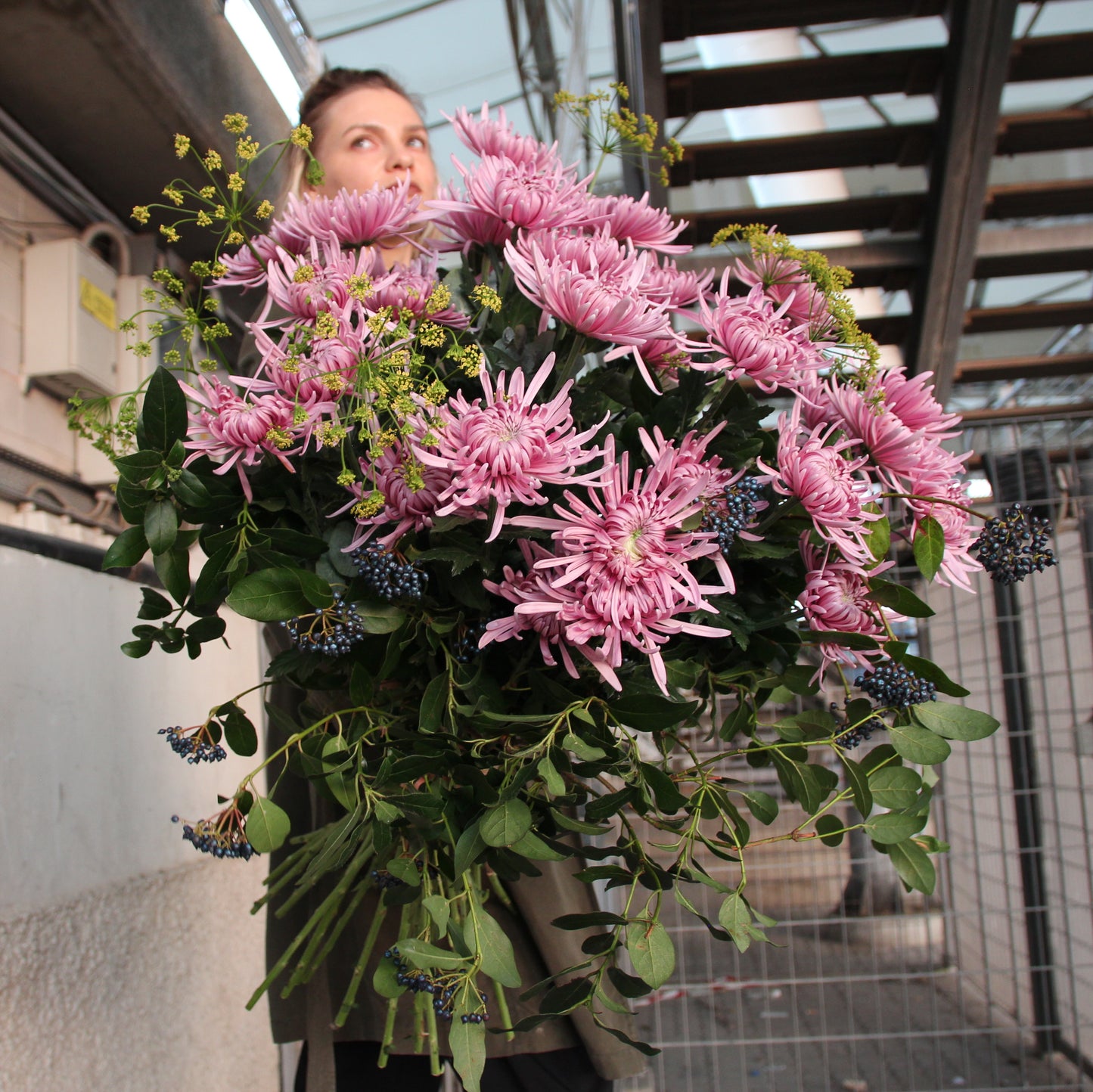 bouquet di crisantemi in Genova, fiera di genova