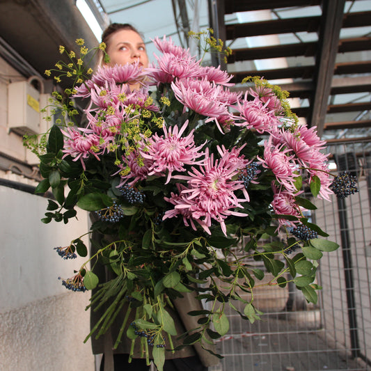 bouquet di crisantemi in Genova, fiera di genova