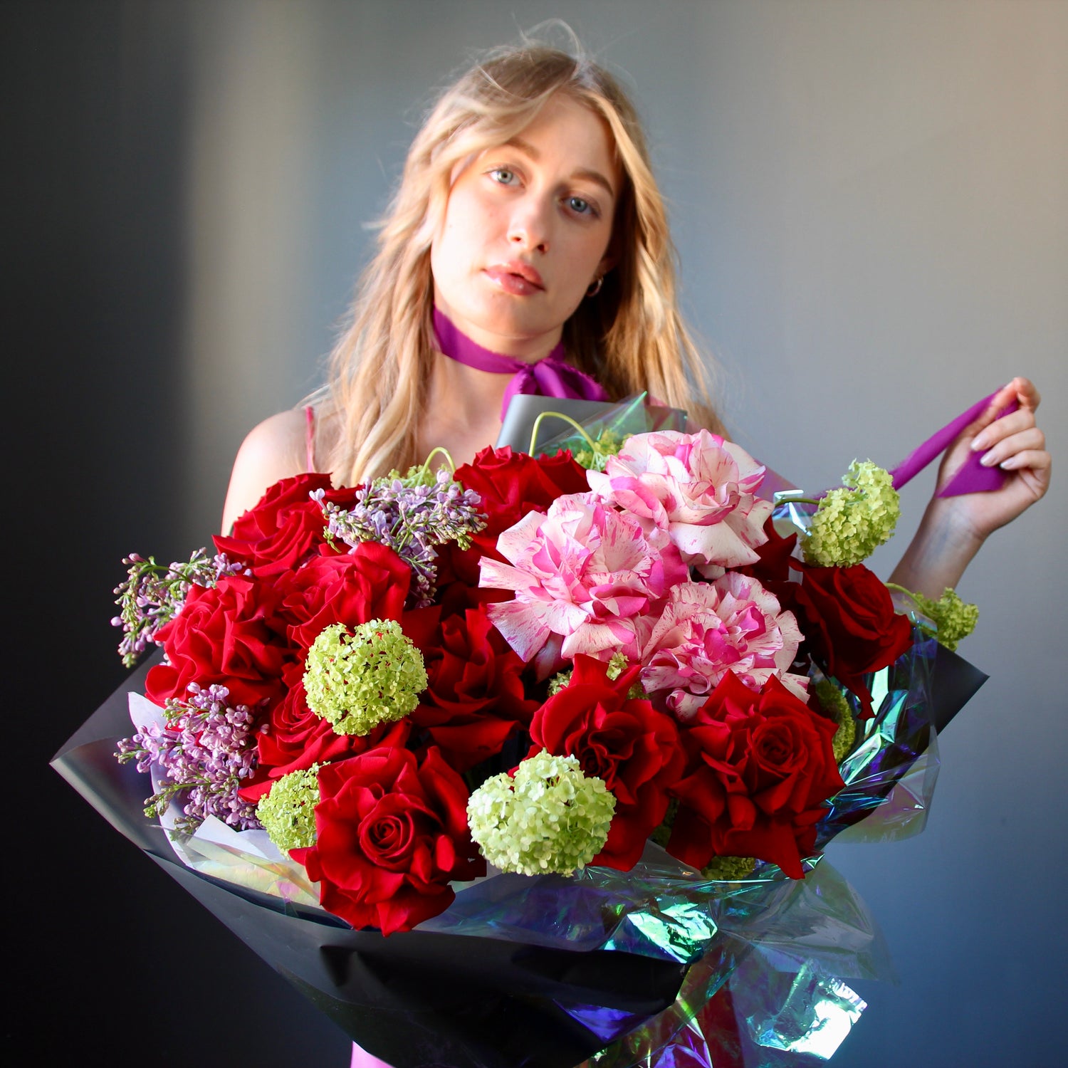 girl with roses Bouquet of Flowers