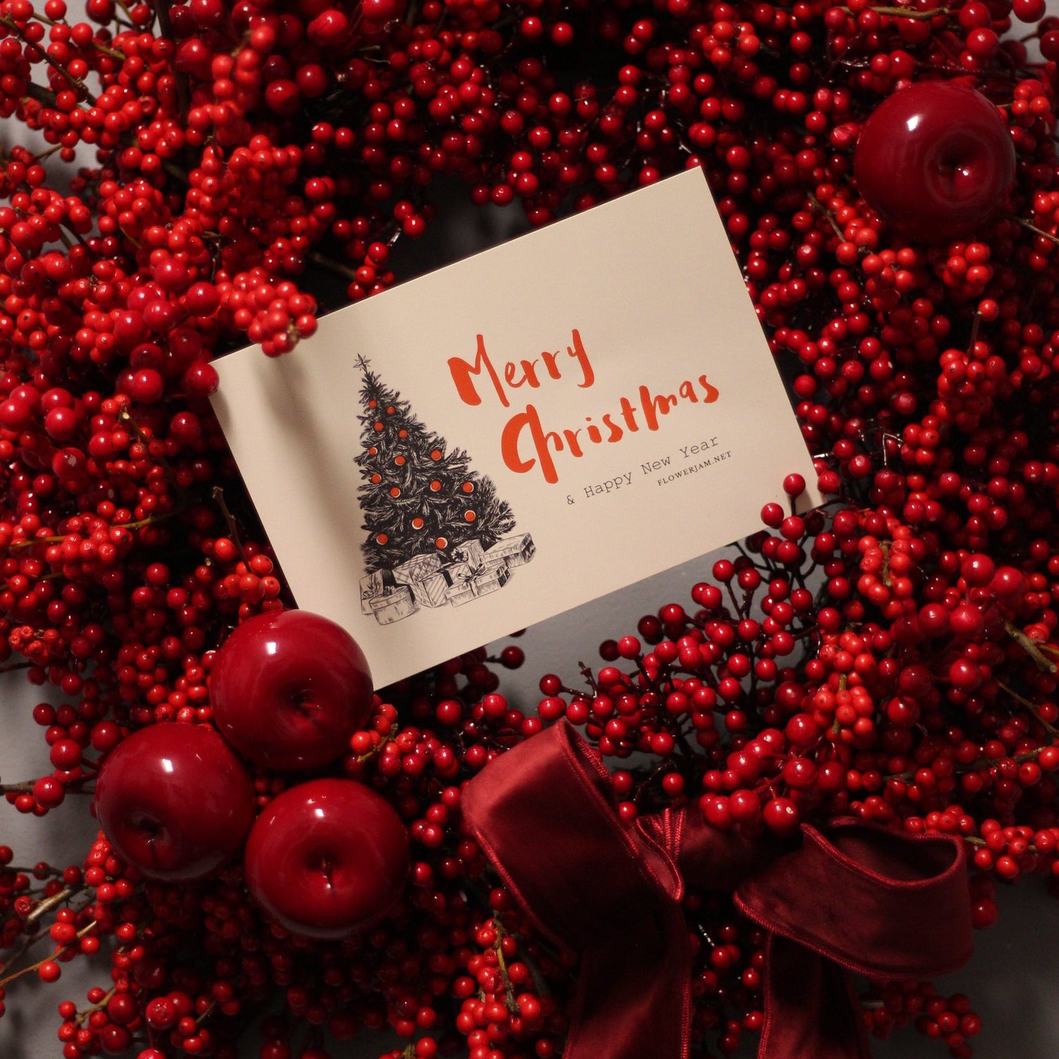 Red Christmas wreath Christmas Wreath