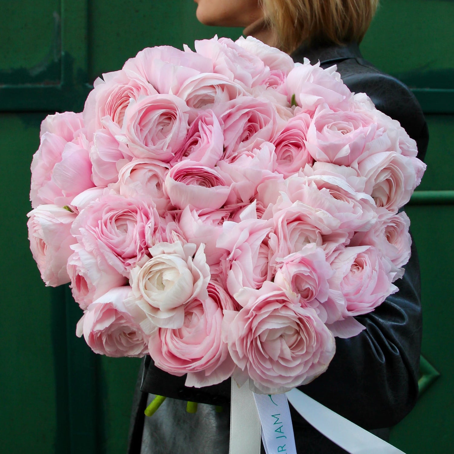 Girl with pink flowers  Bouquet of Flowers