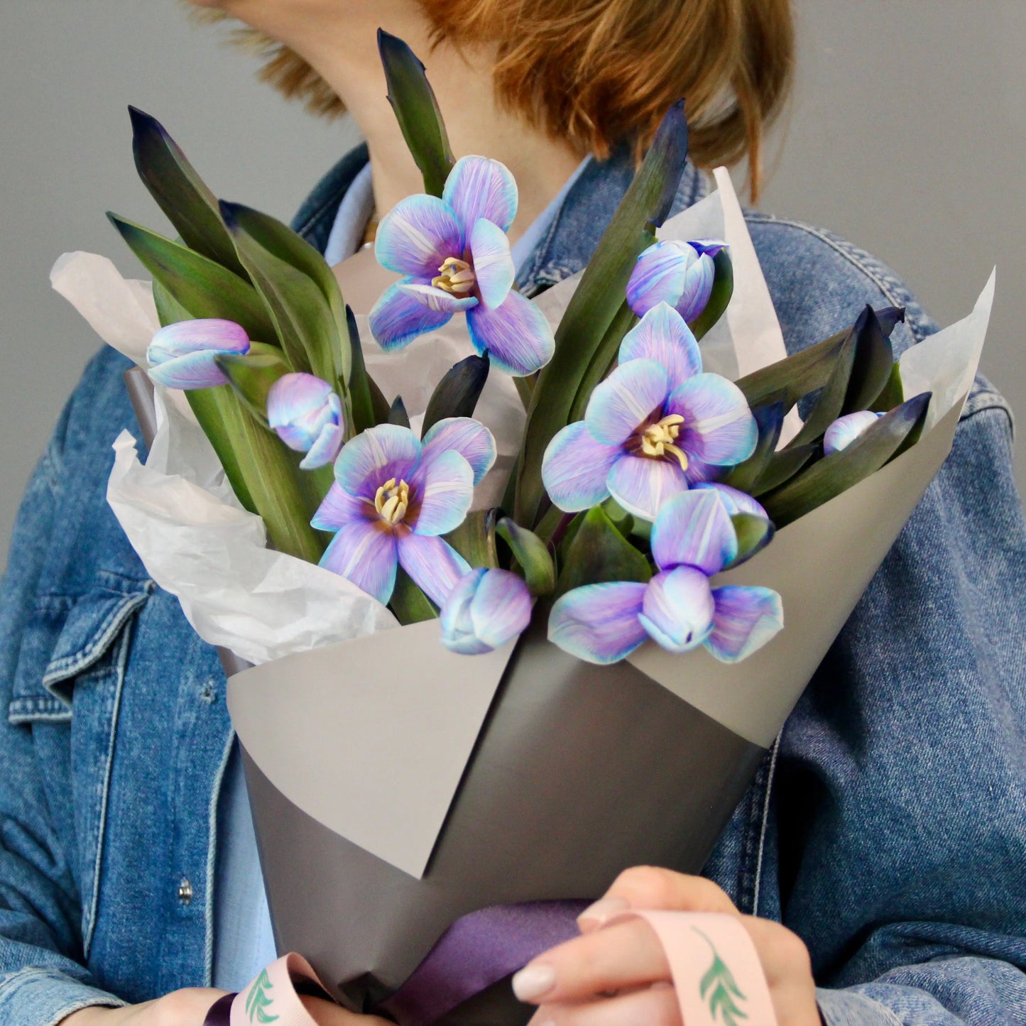 bouquet of blue tulips