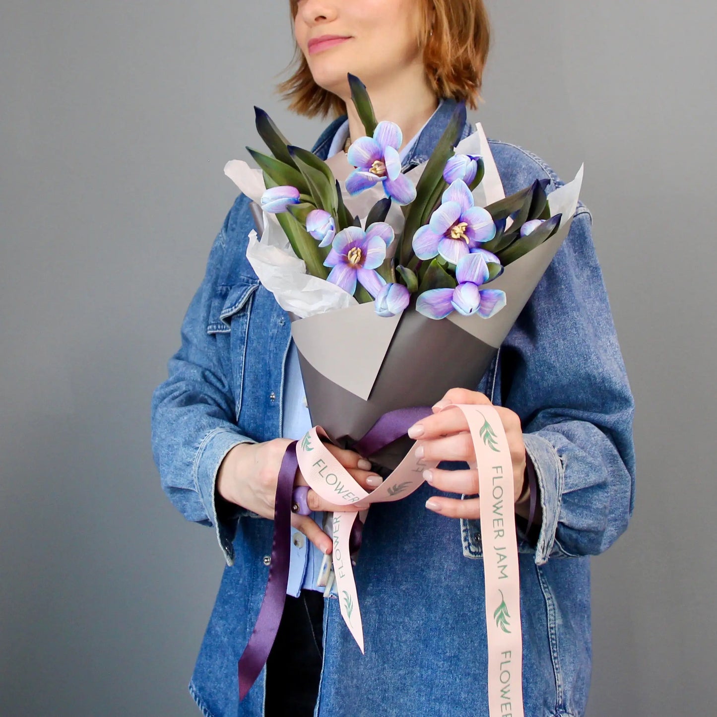 bouquet of blue tulips