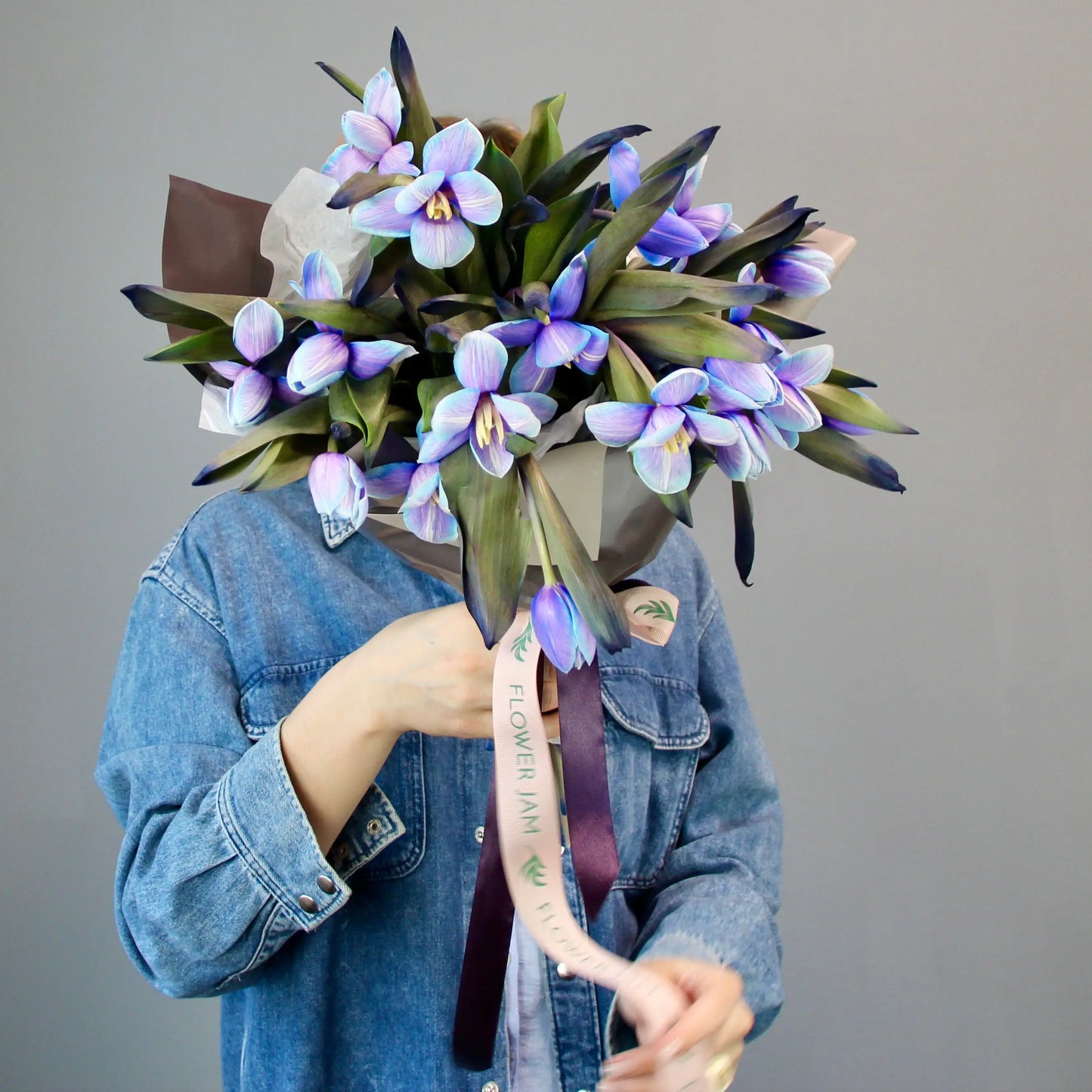 bouquet of blue tulips