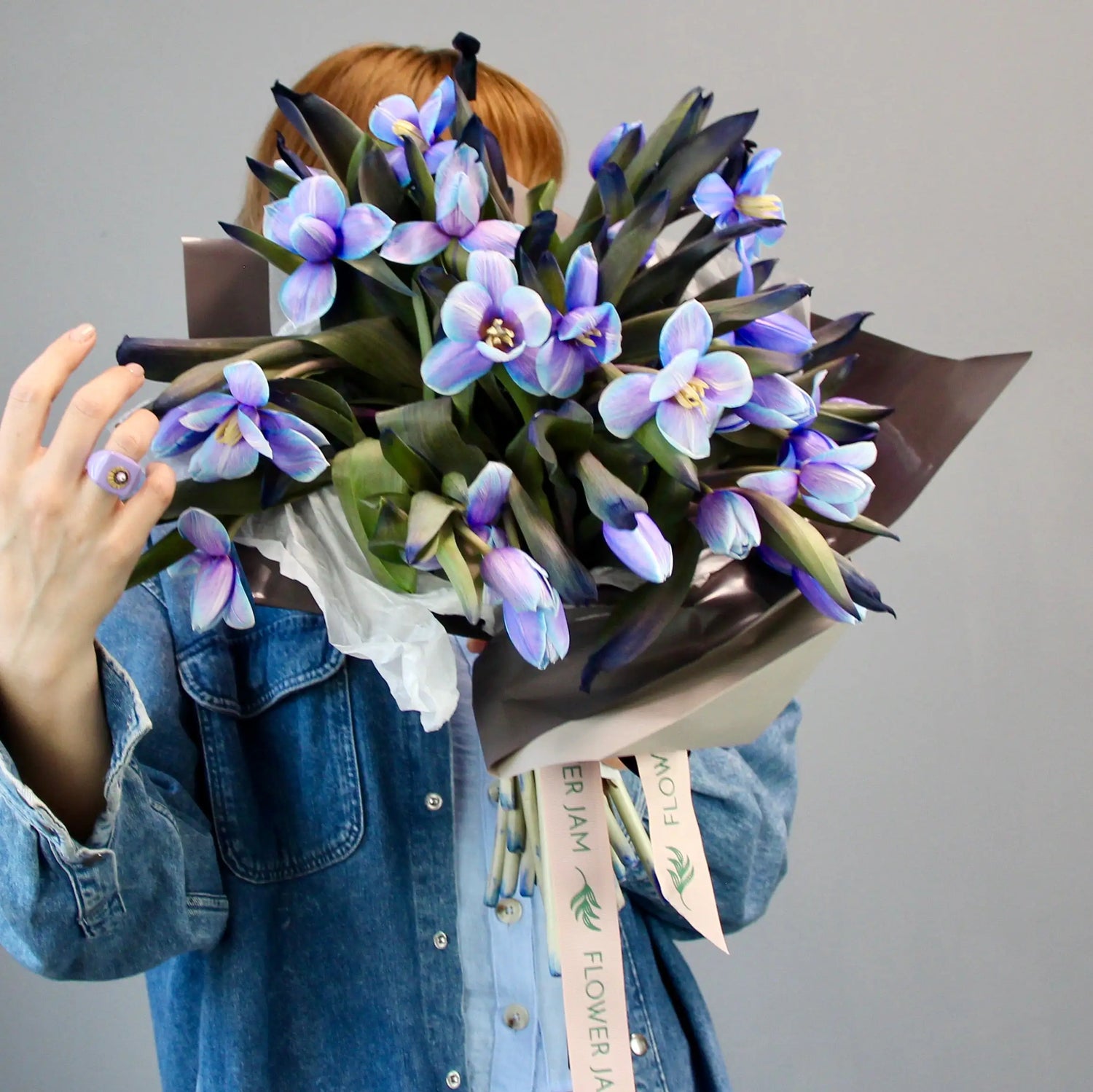 bouquet of blue tulips