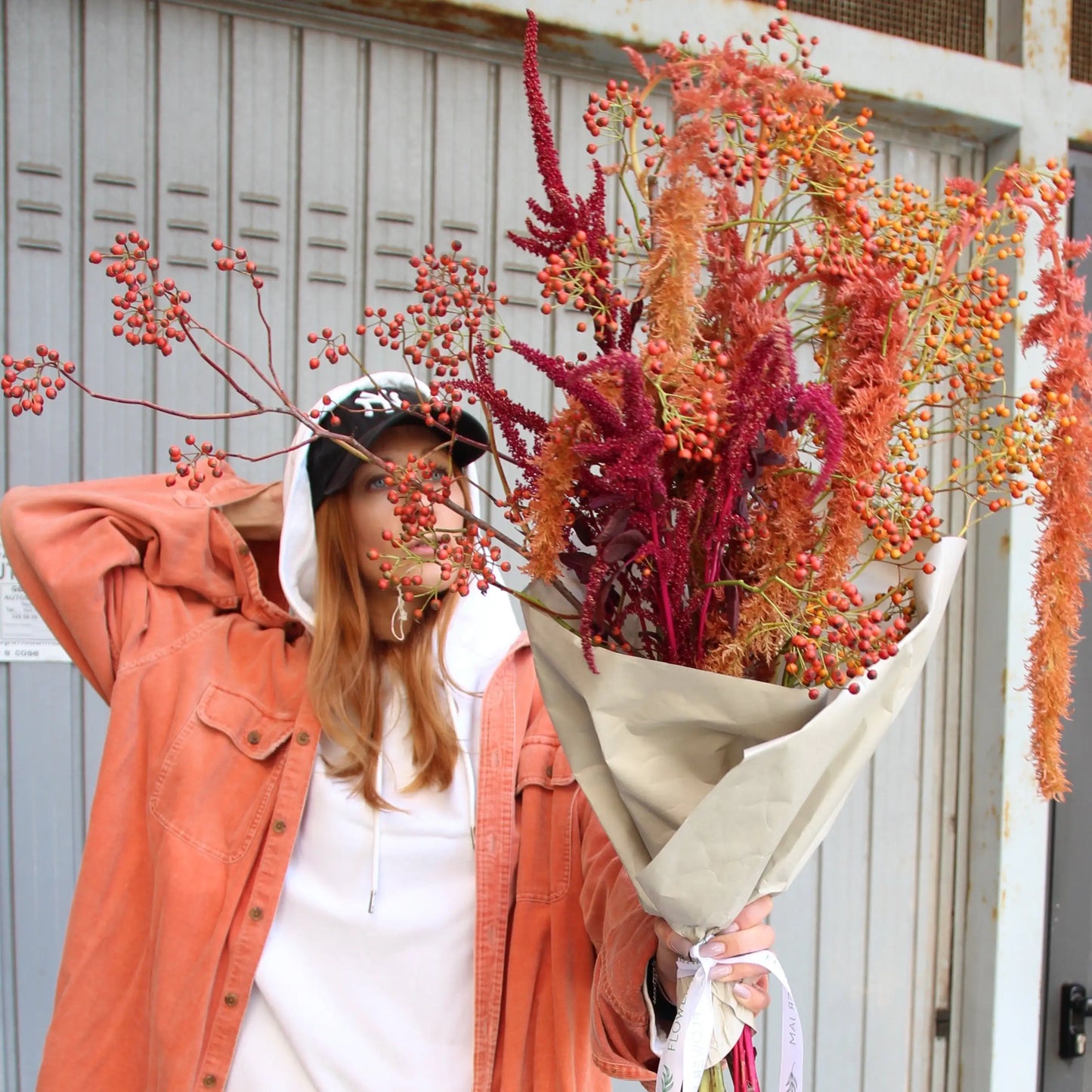 red and pink amaranthus bouquet