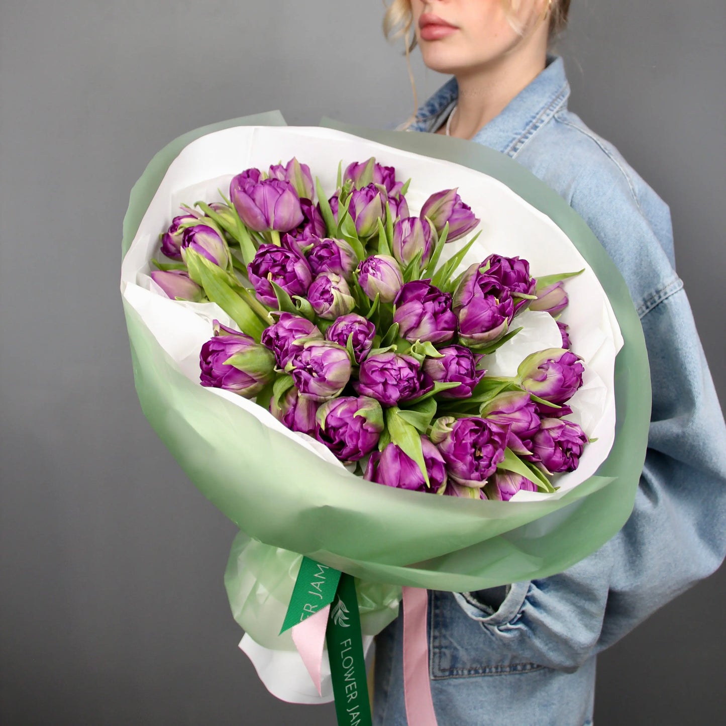 bouquet of double purple tulips 