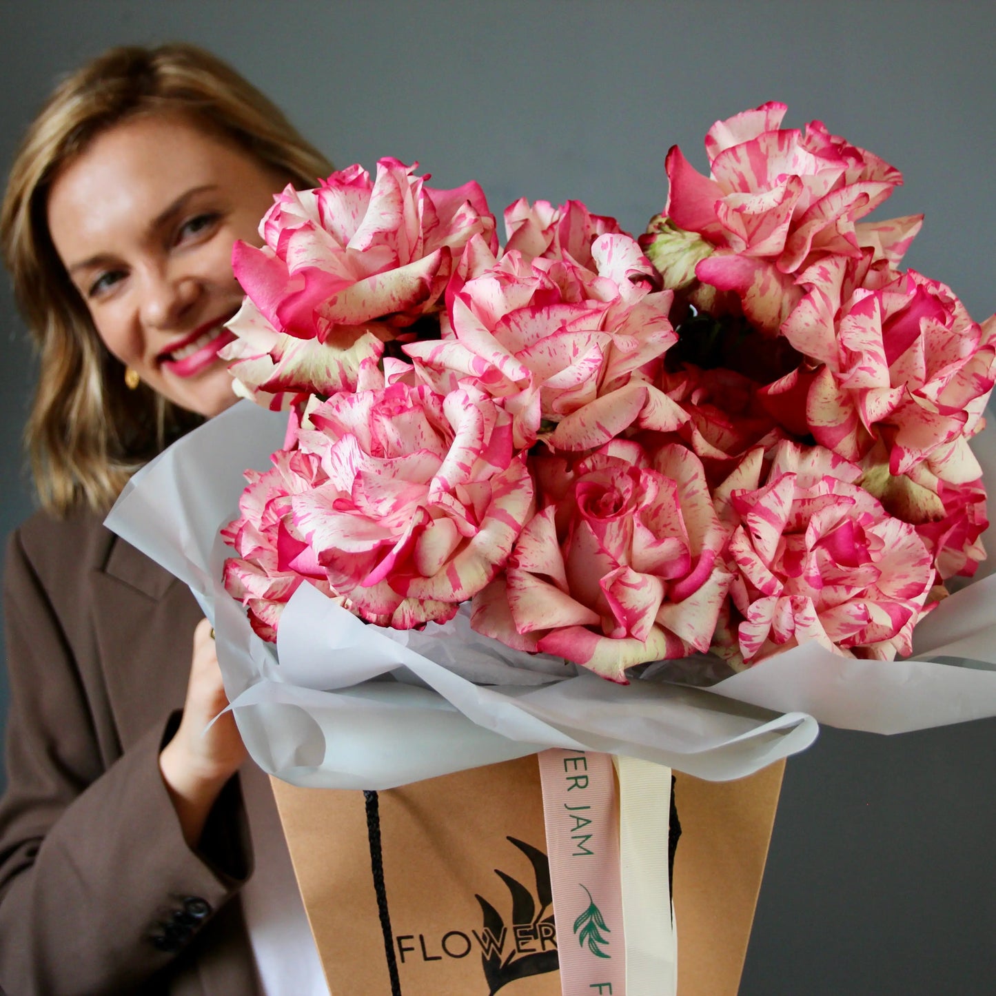 bouquet of Tender and bicolour roses