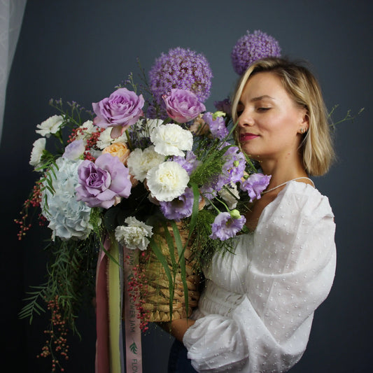 flower delivery in a basket