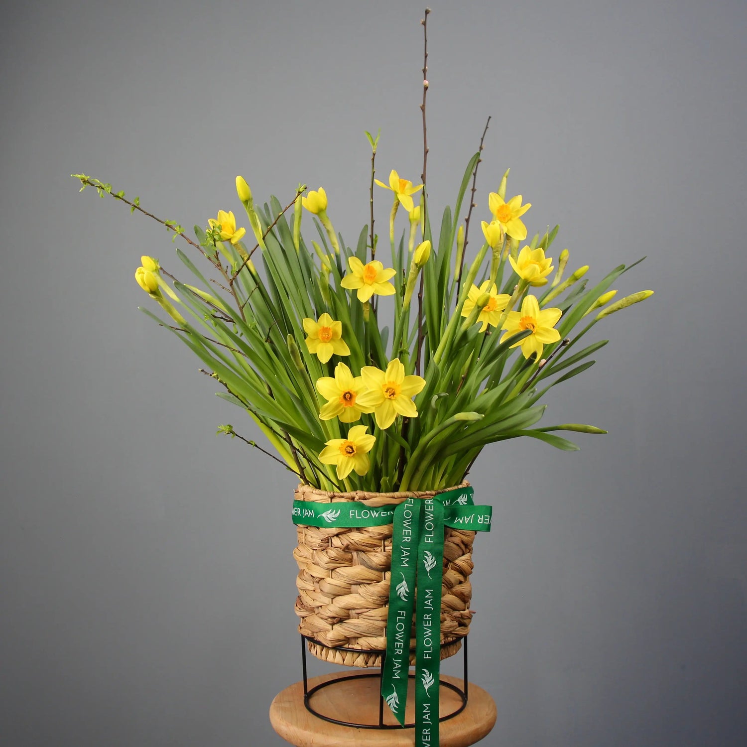 yellow daffodils in a basket