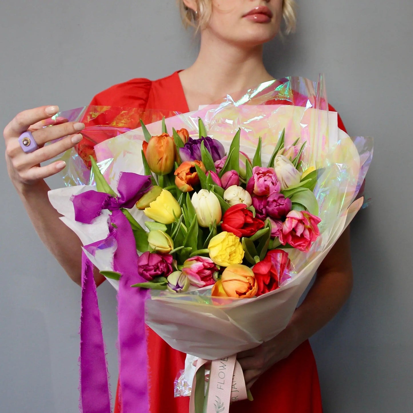 bouquet of colorful tulips