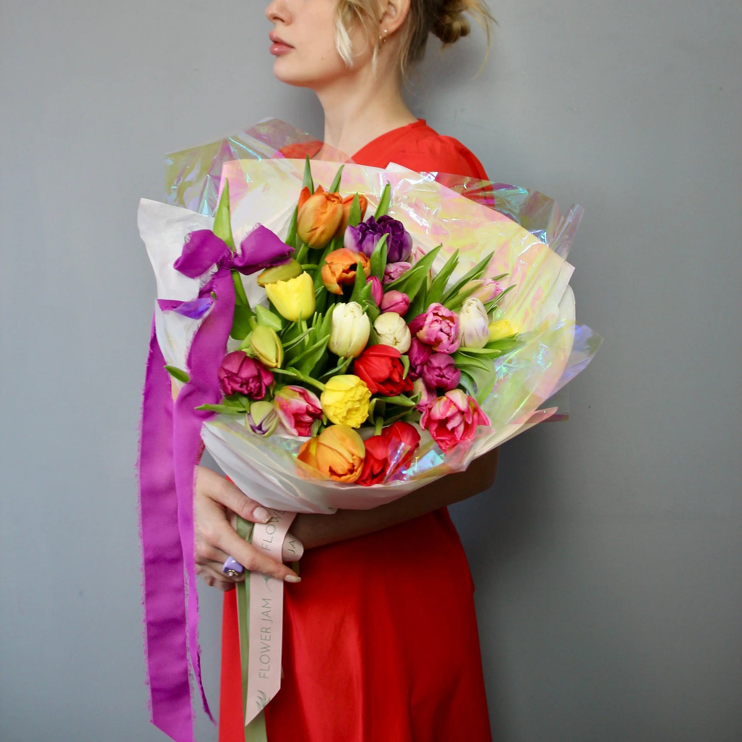bouquet of colorful tulips
